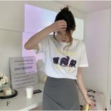 F | Tシャツ ロゴプリント 体型カバー | And Kawaii