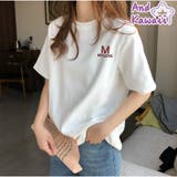 Tシャツ ロゴプリント 体型カバー トップス 半袖 クルーネック | And Kawaii | 詳細画像1 