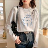 A | 長袖Tシャツ レディース ゆったり韓国 ロゴプリント | And Kawaii