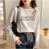 E | 長袖Tシャツ レディース ゆったり韓国 ロゴプリント | And Kawaii