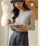 ロンT Tシャツ 着やせ 長袖プルオーバー 無地 韓国ファッション | And Kawaii | 詳細画像16 