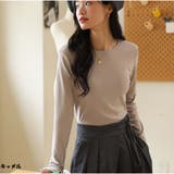 キャメル | ロンT Tシャツ 着やせ 長袖プルオーバー 無地 韓国ファッション | And Kawaii