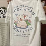 Tシャツ 半袖 カジュアル うさぎ柄 プリント 可愛い レディース | And Kawaii | 詳細画像2