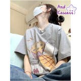 Tシャツ ロゴプリント レディース ゆったりトップス | And Kawaii | 詳細画像1 