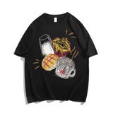 ブラック | Tシャツ ロゴプリント レディース ゆったりトップス | And Kawaii