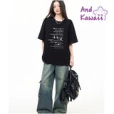 オーバーサイズ半袖Tシャツ 英字プリント 韓国風 | And Kawaii | 詳細画像1