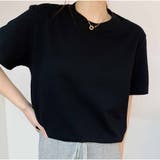 ブラック | 半袖Tシャツ レディース クルーネック トップス 夏服 韓国ファッション | And Kawaii