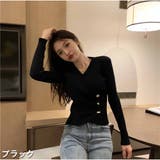 カシュクール Vネックカットソー 長袖 無地 春  | And Kawaii | 詳細画像3 