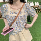A | トップスブラウス スクエアネック 春 夏 花柄 かわいい | And Kawaii