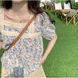 トップスブラウス スクエアネック 春 夏 花柄 かわいい | And Kawaii | 詳細画像3