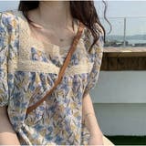 トップスブラウス スクエアネック 春 夏 花柄 かわいい | And Kawaii | 詳細画像4