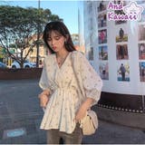 シフォンシャツ薄手 花柄シフォン 可愛い 半袖 レディースファッション | And Kawaii | 詳細画像1 
