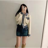 バイカラー 襟付きカーディガン ショート丈 | And Kawaii | 詳細画像11