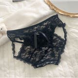 ブラック | ショーツセクシー リボンバックレースショーツ 花柄 美尻ショーツ パンティー | And Kawaii