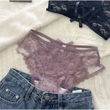 パープル | ショーツセクシー リボンバックレースショーツ 花柄 美尻ショーツ パンティー | And Kawaii