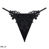 ブラック | 花柄レースTバック 刺繍フラワーレースTバックショーツ | And Kawaii