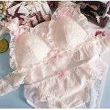 ホワイト | ガーリーレースリボンランジェリーセット ノンワイヤーブラ＆ショーツ 可愛いフリル… | And Kawaii