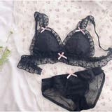 ガーリーレースリボンランジェリーセット ノンワイヤーブラ＆ショーツ 可愛いフリル… | And Kawaii | 詳細画像5 