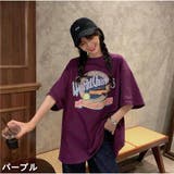 パープル | Tシャツ 半袖トップス 夏トップス ロゴかわいい 韓国ファッション 夏服 | And Kawaii