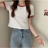 バイカラーTシャツ 半袖 カジュアル ショート丈 夏服 | And Kawaii | 詳細画像15
