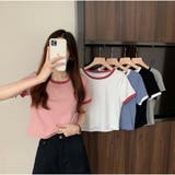 バイカラーTシャツ 半袖 カジュアル ショート丈 夏服 | And Kawaii | 詳細画像7