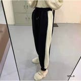 ブラック | 裏起毛 スウェットパンツ ポケット付き ジョガーパンツ サイドパイルライン  | And Kawaii