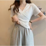 クロスTシャツ Vネック 半袖Tシャツ レディース 薄い ショート丈 夏 | And Kawaii | 詳細画像9 