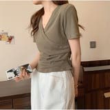 クロスTシャツ Vネック 半袖Tシャツ レディース 薄い ショート丈 夏 | And Kawaii | 詳細画像15 