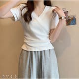 クロスTシャツ Vネック 半袖Tシャツ レディース 薄い ショート丈 夏 | And Kawaii | 詳細画像4 