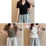 クロスTシャツ Vネック 半袖Tシャツ レディース 薄い ショート丈 夏 | And Kawaii | 詳細画像5 