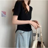 クロスTシャツ Vネック 半袖Tシャツ レディース 薄い ショート丈 夏 | And Kawaii | 詳細画像7 