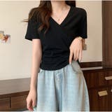 クロスTシャツ Vネック 半袖Tシャツ レディース 薄い ショート丈 夏 | And Kawaii | 詳細画像8 
