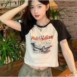 半袖Tシャツ ロゴプリント ショート丈Tシャツ レディース 夏韓国ファッション | And Kawaii | 詳細画像11 
