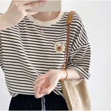 Tシャツ 半袖 レディーストップス ボーダー柄 韓国ファッション | And Kawaii | 詳細画像11 
