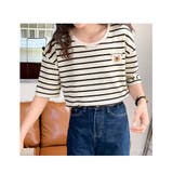 Tシャツ 半袖 レディーストップス ボーダー柄 韓国ファッション | And Kawaii | 詳細画像13 