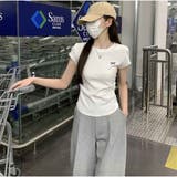 ミニリボン刺繍入り ベーシックフィットTシャツ コットンラウンドネック半袖 | And Kawaii | 詳細画像11