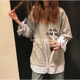 重ね着風パーカーレディース トップス シャツレイヤード風 プルオーバーパーカー | And Kawaii | 詳細画像5 