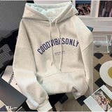 グレー | パーカー フード付きパーカー トレーナー 英字ロゴパーカー長袖 韓国 | And Kawaii