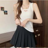 リブニットタンクトップ トップス フロントオープン Vネック ベーシック | And Kawaii | 詳細画像6 