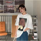 ホワイト | Tシャツ 半袖 ロゴプリント レディース 夏 韓国ファッション | And Kawaii