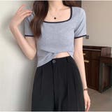 バイカラーTシャツ 半袖 カジュアル ショート丈 夏服 | And Kawaii | 詳細画像15 