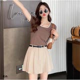 モカ | バイカラーTシャツ 半袖 カジュアル ショート丈 夏服 | And Kawaii