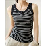 タンクトップ ボーダー 韓国ファッション | And Kawaii | 詳細画像1 