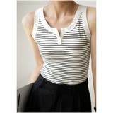 ボーダーホワイト | タンクトップ ボーダー 韓国ファッション | And Kawaii