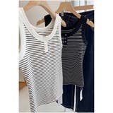 タンクトップ ボーダー 韓国ファッション | And Kawaii | 詳細画像4 