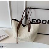 ホワイト | トートバッグ 大容量 編みトートバッグ 軽量PUレザー | And Kawaii