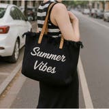 トートバッグ 刺繍ロゴ 大容量キャンバス フリンジ付きサマートートバッグ | And Kawaii | 詳細画像4 