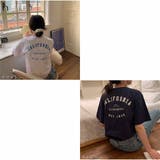 半袖Tシャツ クルーネック 前後ロゴプリント ゆったりトップス | And Kawaii | 詳細画像4 