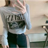 長袖Tシャツ ロゴプリント ショート丈Tシャツ レディース | And Kawaii | 詳細画像10