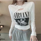 ホワイト | 長袖Tシャツ ロゴプリント ショート丈Tシャツ レディース | And Kawaii